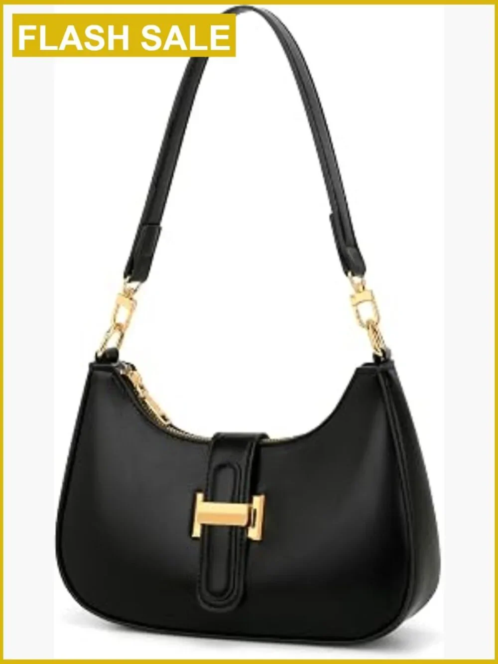 Vegan Leather Hobo Shoulder Bag with Removable Strap, Crescent Handbag